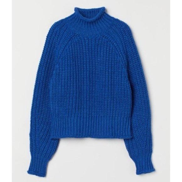 H&M Sweaters Hm Cobalt Blue Mock Neck Long Sleeve Chunky Sweater Xl Nwt Poshmark